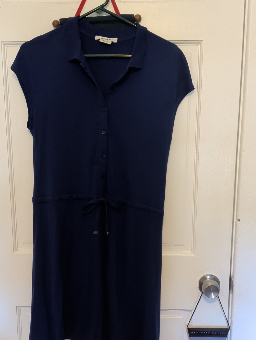 Lacoste Navy Polo Midi Dress with Drawstring